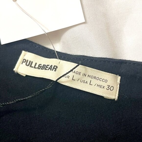 NWT Pull&Bear One Shoulder Crop Top | Black Asymmetrical Going Out Top | Large - Picture 9 of 9